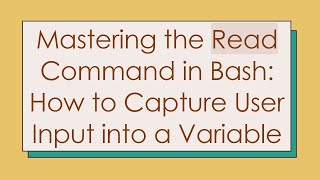 Mastering the Read Command in Bash: How to Capture User Input into a Variable