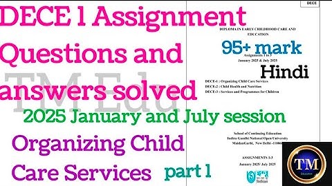 DECE 1 Assignment Questions and answers solved#Hindi#part-1#2025 January and July session# Section A