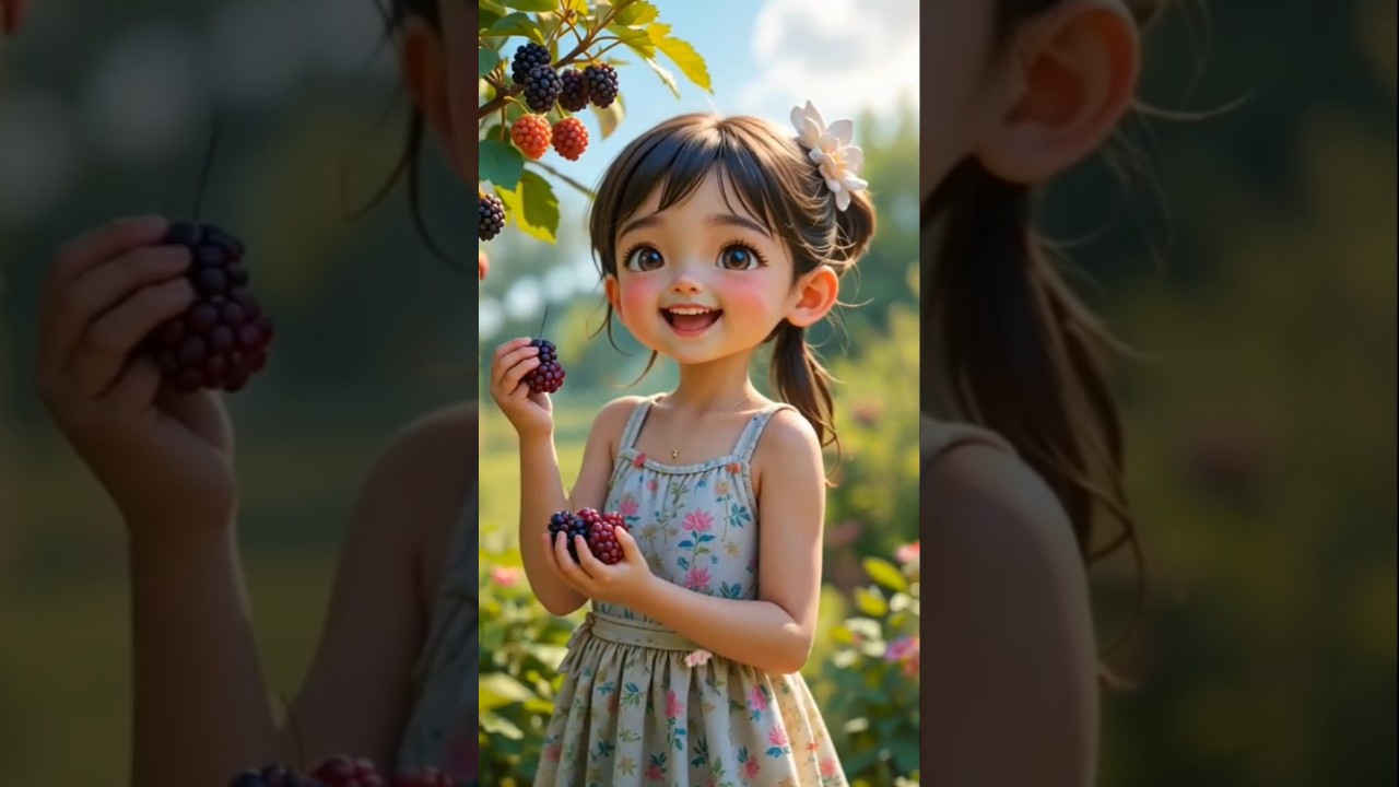 CUTE GIRL Harvesting Mulberry, Apple & Dragon Fruit 🍒🍎🍇