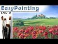 "Poppies in Tuscany" landscape. How to paint 🎨ACRYLIC tutorial DEMO