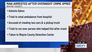 Kentucky man arrested after overnight crime spree