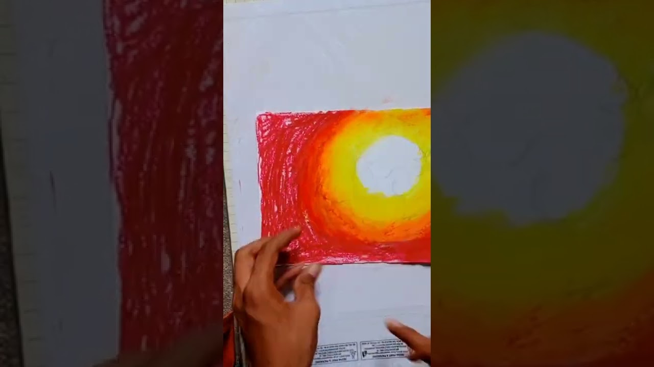 Simple sunset Bird drawing with oil colour 🦄