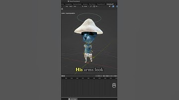 Hide armature to reveal arms are messed up - Smurf Cat meme - 3d model game character in Blender