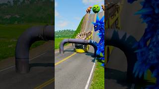 Long Colourful Capsule Buses vs Hydraulic Crush - BeamNG.drive #crashdrive #beamngdrive