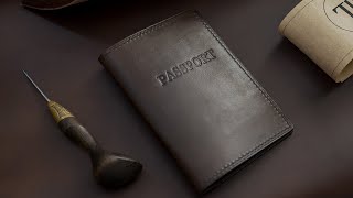 Handmade leather passport cover