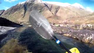 Kayaking River Etive and Allt a' Chaorainn, low water