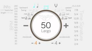 New HD Metronome 50 BPM 4/4, Tempo Largo, Click Track, 10 minute Loop