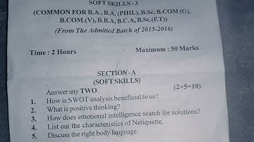 AKNU Degree 4th semester (CSS  -3) Communications and soft skills -3 2021 paper