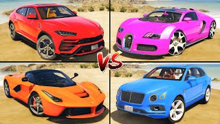 Lamborghini Urus vs Buggati Chiron vs Ferrari LaFerrari vs Bentley Bentayga - GTA 5 Which is best?