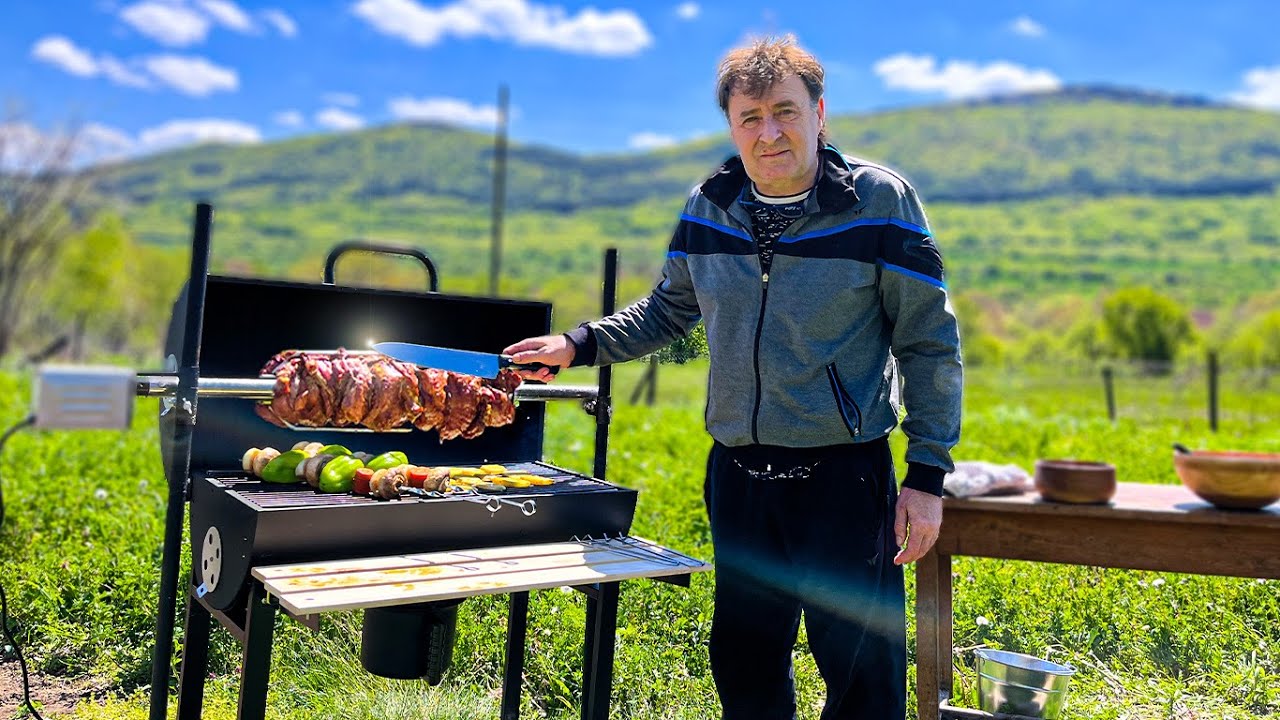 Spit Roast Pork Neck | BBQ Veggies Skewers | Flatbreads | A Must-Try Dish for Meat Lovers