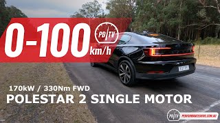 2022 Polestar 2 Long range Single motor (LRSM) 0-100km/h & motor sound