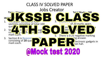 JKSSB CLASS IV SOLVED PAPER || MOCK TEST 2