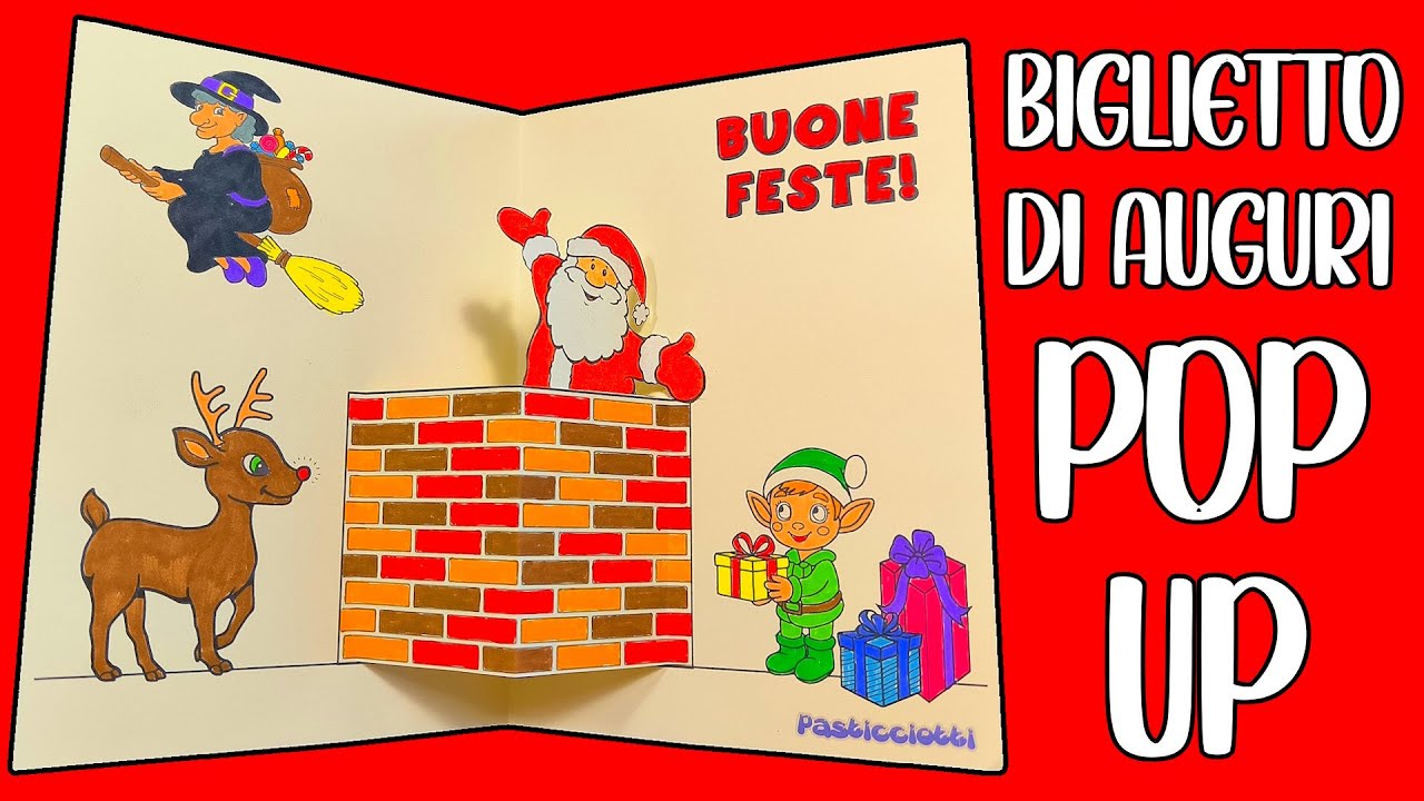 💌🎅🏼 BIGLIETTO di AUGURI POP UP con Babbo Natale che esce dal Camino 🎁 # ...