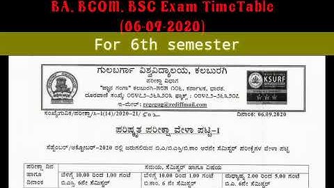 BA BCOM BSC EXAM TimeTable 6-9-2020 gulbarga university CBCS question paper Karnataka
