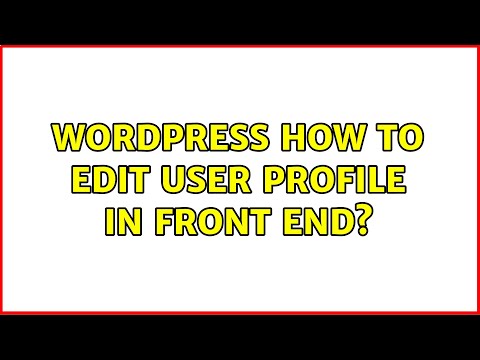 Wordpress: How To Edit User Profile In Front End?