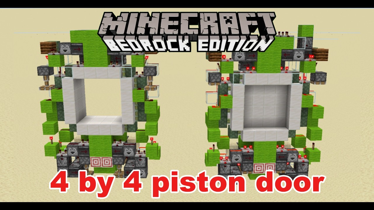 4 by 4 piston door in Minecraft bedrock | Tutorial - YouTube