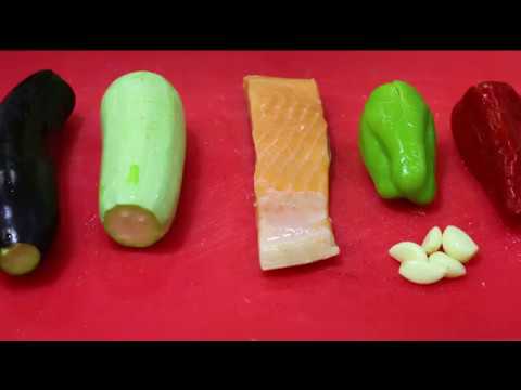 ორაგული გამომცხვარი ბოსტნეულით