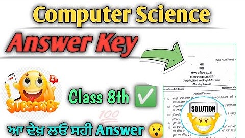 Computer Science Paper Answer key Class 8th Final Paper Solved #pseb #education #computer #paper