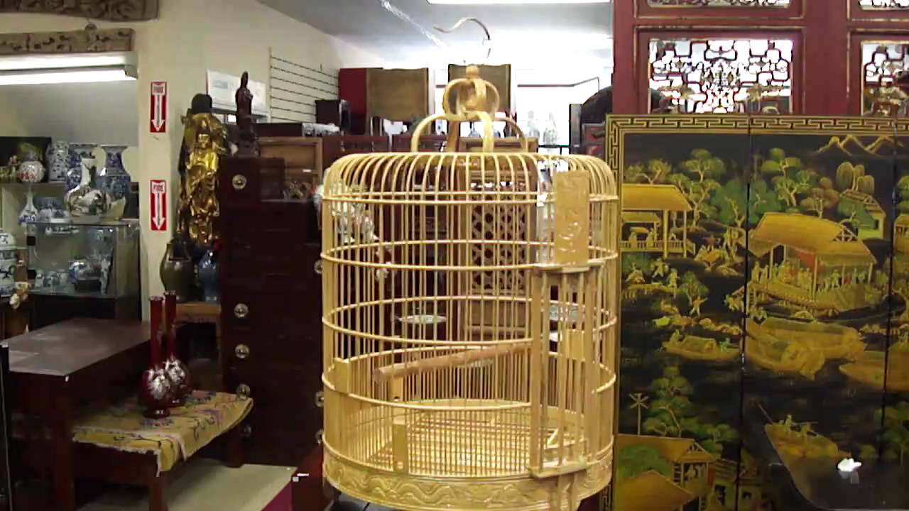 Oriental Chinese Bamboo Hand-made Birdcage s2179m
