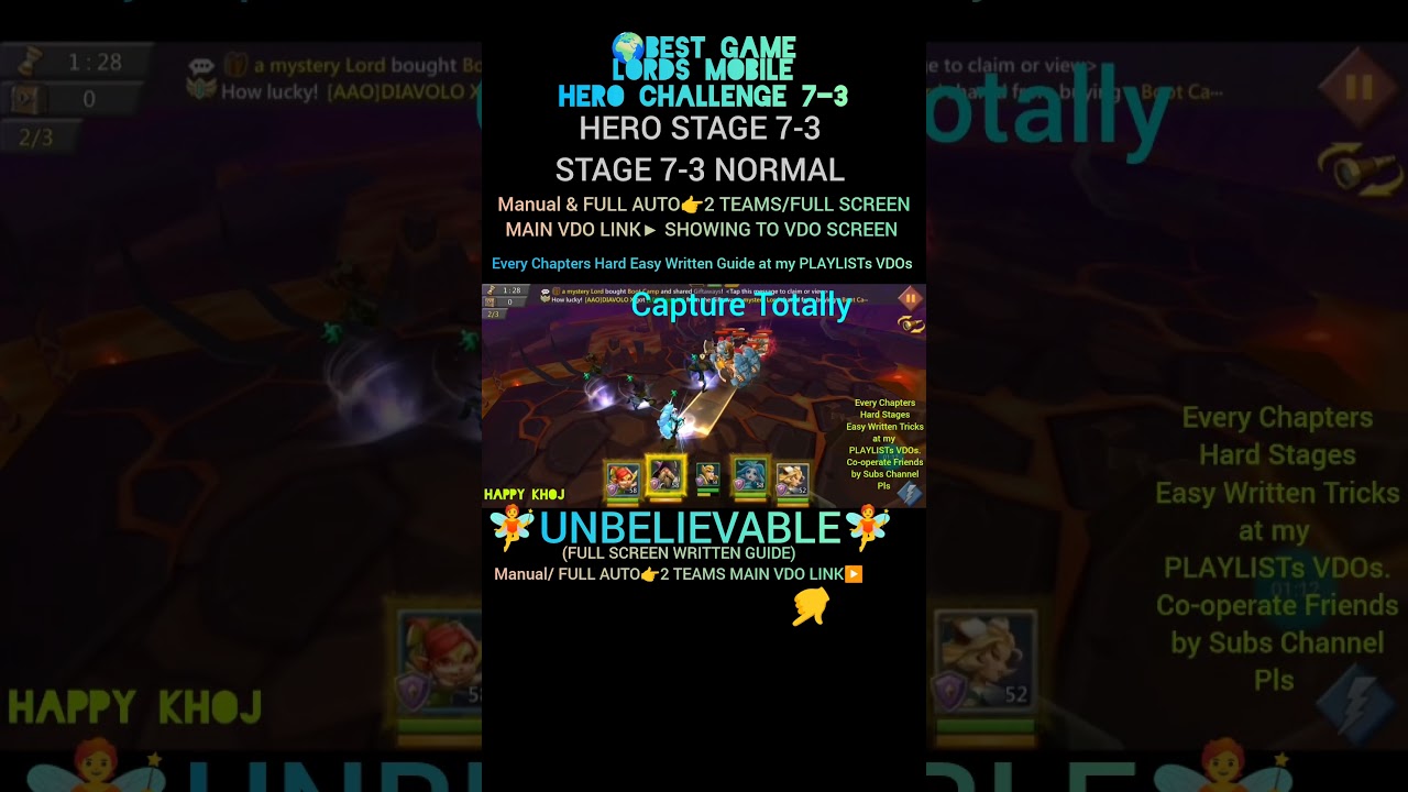 Hero stage  7-3 Normal|Manual/Full AUTO|👉3 TEAMS|Get👍Your Best here🦕