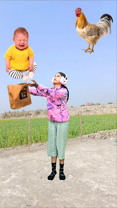 Moye Moye catching crying babies vs hen, dog, goat vs bee & yellow lizard - Funny vfx magic