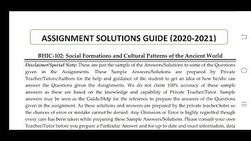 BHIC 102 Ignou Solved Assignment 2020-21