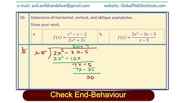 Horizontal Asymptote Vertical Asymptote Oblique Asymptote and Hole Rational Function Examples