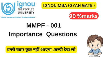 MMPF - 01 MOST IMPORTANT QUESTION | IGNOU MBA |GYAN GATE