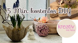 DIYs KOSTENLOS 🌷Frühlingdeko &amp; Osterdeko | easy DIY Bastelideen Jutte Blumen Vase &amp; Dekorationen