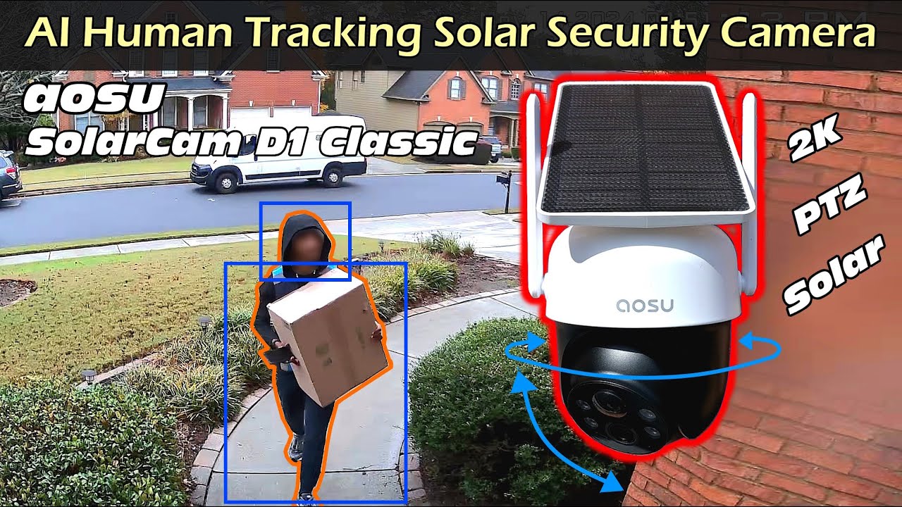 $60 'AI' Human Tracking Security Camera w Pan & Tilt | aosu SolarCam D1 ...