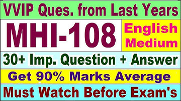 MHI 108 Previous Year Question Paper in English | mhi 108 important questions with answer