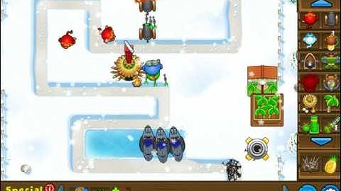 Bloons Tower Defense 5 Snowy Backyard Hard Rounds 1-85 No Lives Lost NLL
