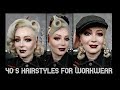 1 look 3 coiffures différentes / 40&#39;s hairstyles for workwear /cherry babydoll