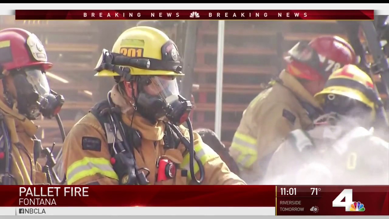 4.6.17 NBC4 11AM Fontana Pallet Yard Fire YouTube