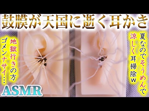 【ASMR】鼓膜が天国に誘われる超絶カリッカリな耳かきの音♡夏の風物詩のそうめんと強力な助っ人で両耳を、お好きな方は天国に、そうでない方は地獄にいっちゃう耳掃除♪【音好き】DIY耳型バイノーラルマイク