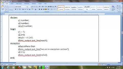 Exception Handling in Oracle PL SQL