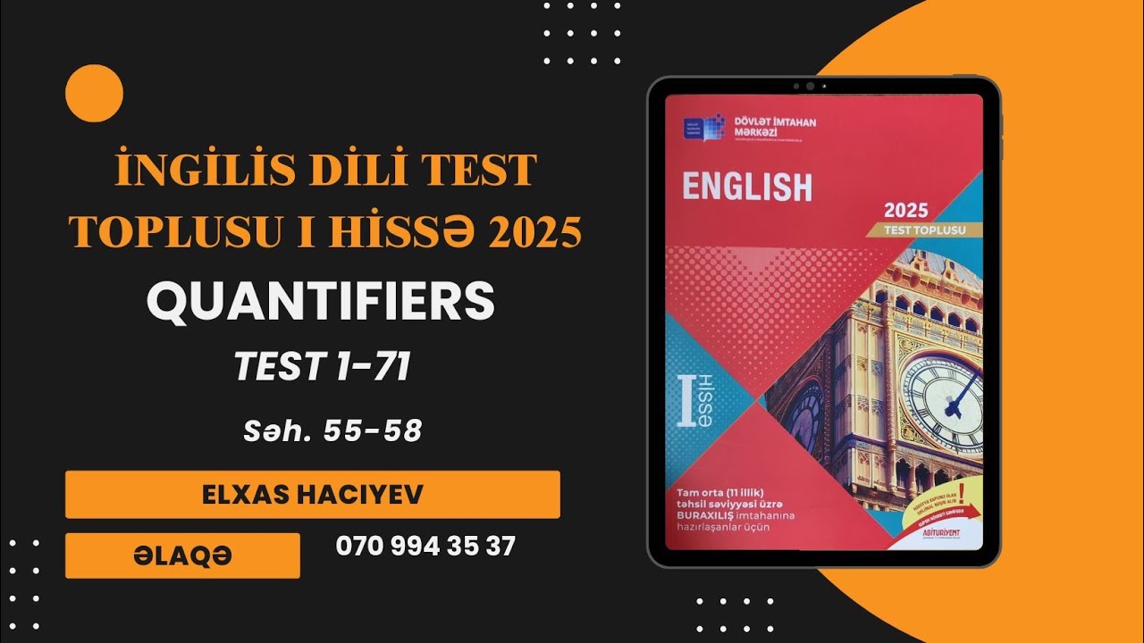 İNGİLİS DİLİ TEST TOPLUSU 1-Cİ HİSSƏ 2025 (QUANTIFIERS səhifə 55-58)