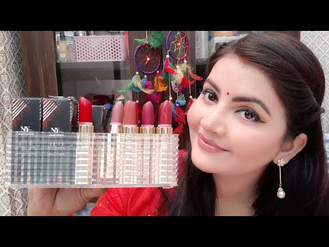 NY Bea runway matte lipstick with argan oil review & lip swatches | lipstick for indian skin | RARA