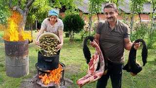 FANTASTIC VILLAGE LIFE | Pine Cone Syrup Recipe and Cooking Beef Tail