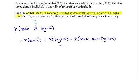Probability: Addition Rule, non-disjoint events: English or Math class