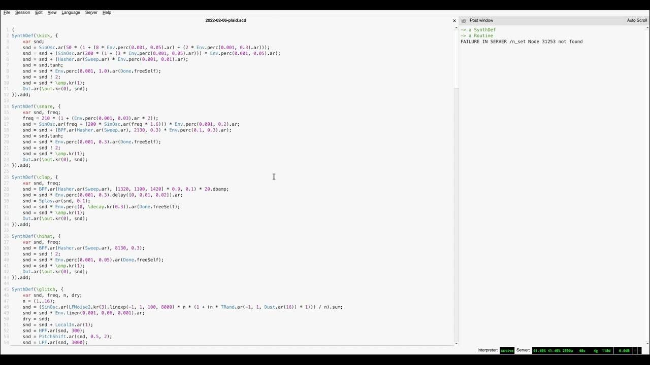 Generative patch in SuperCollider - YouTube