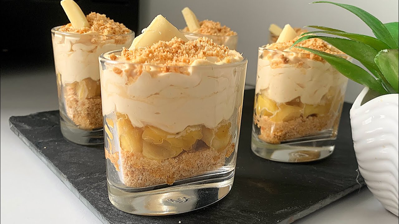 Dessert aux pommes/ verrines pommes chantilly caramel تحلية التفاح والكراميل