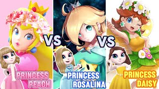 Princess peach 🩷 vs princess rosalina 💙 vs princess daisy 💛 || My talking angela 2 🐈🌈