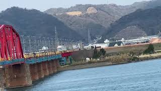 南海加太線　7100系　普通車和歌山市行き　紀の川橋梁通過！