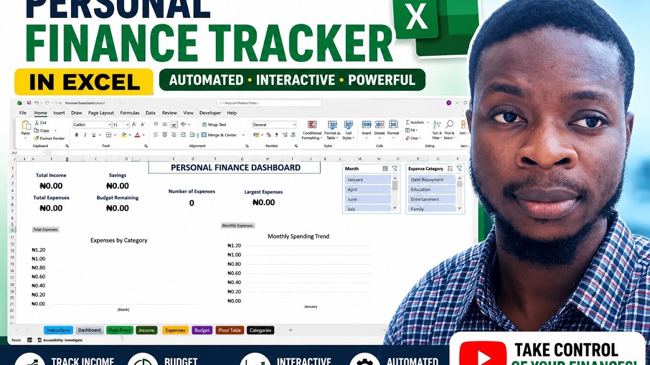 Personal Finance Tracker in Excel with VBA | Interactive Dashboard & Budget Management