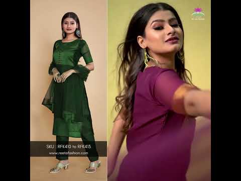 Reeta Fashion Designer Bottle Green Georgette Golden Zari Border Kurta Set | www.reetafashion.com