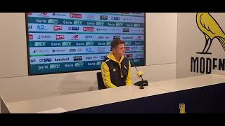 Modena-SudTirol 1-0. Thomas Battistella: "Essere giovani in serie B. Si studiano i leader"