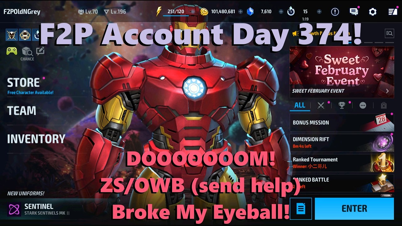 Marvel Future Fight: F2P Account Day 374!  DOOOOM!  ZS/OWB Results! Broke My Eyeball! 🎲🤓👁️