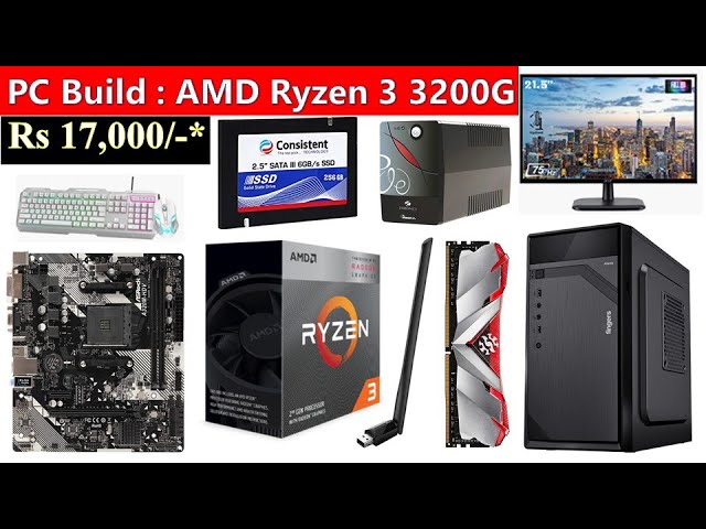 AMD Ryzen 3 3200G Vega 8 Graphics 4 Core 8GB, 1TB, kb, mouse