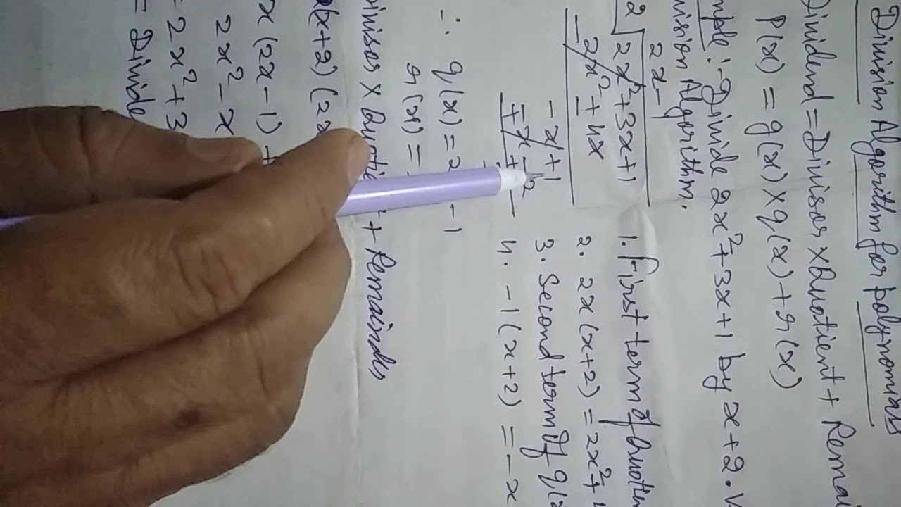Class X Chapter 2 part 9 exercise 2.3 division algorithm for polynomial ...